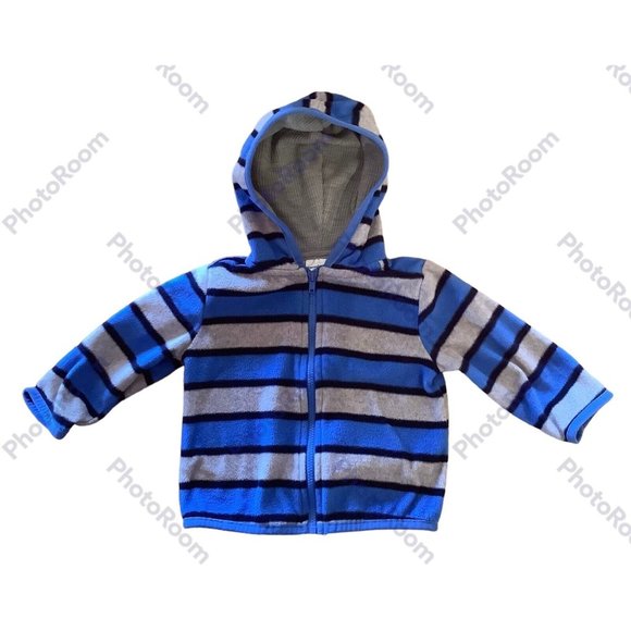 Garanimals Size 12 months Infants Blue and Gray Striped Fleece Zippered Jacket - Picture 1 of 5